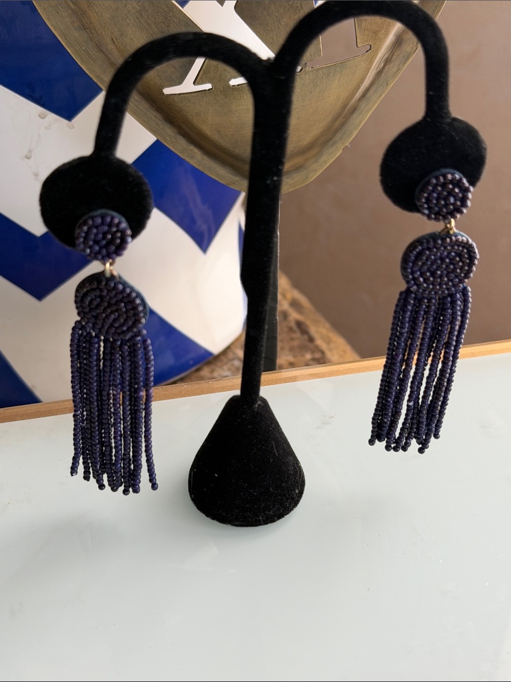 JCrew pierced earrings tiny micro purple beads post style round set with beads - Picture 8 of 14